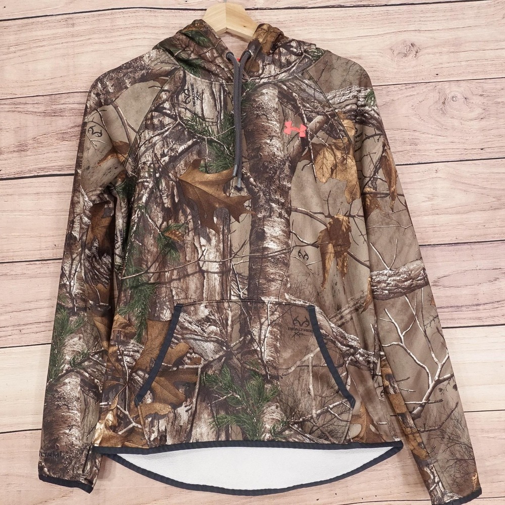 Under Armour Hoodie‎ Womens Small Brown Realtree Camo ColdGear Storm1 Hunting
